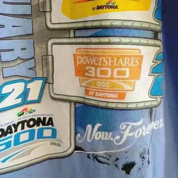 DAYTONA SPEEDWEEKS 2016 Men's T-Shirt Size Large Light Blue Short Sleeve - Picture 9 of 10